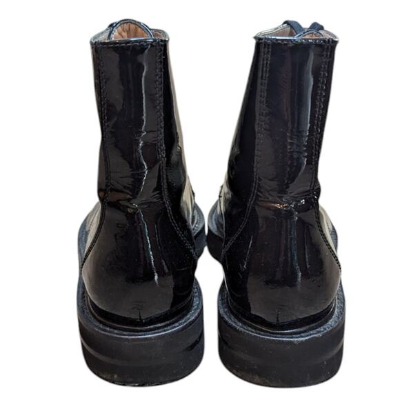 Stuart Weitzman Mila Lug Sole Black Patent Leather Combat Boot Lace Up 6.5 - Picture 5 of 7